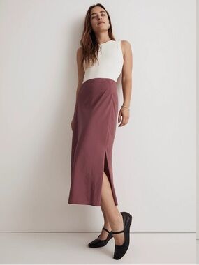 Madewell Layton Midi Slip Skirt Pressed Grape Color Size 14 Pull On